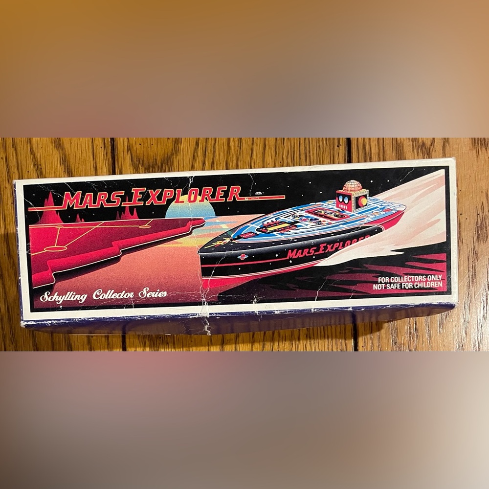 VTG Mars Explorer Tin Wind Up Speedboat, working condition